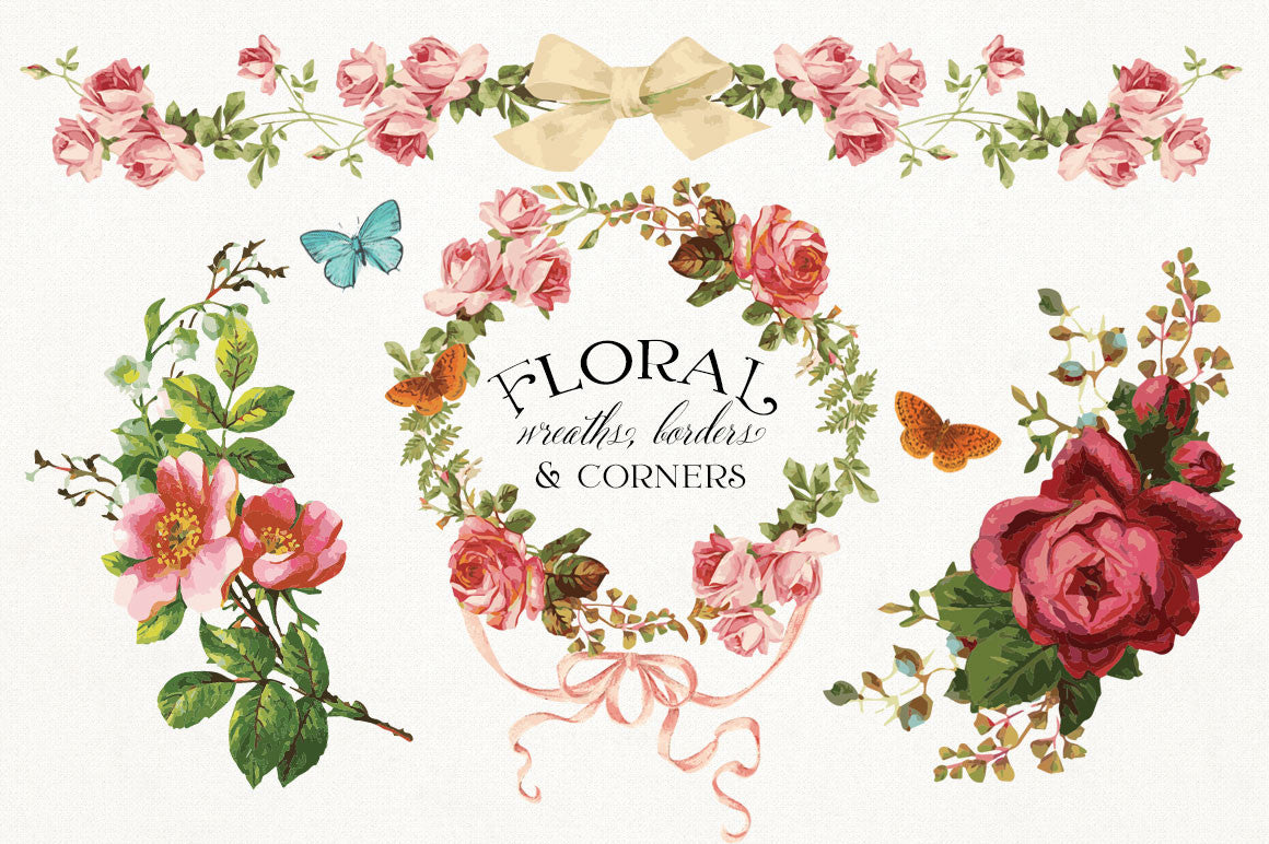  Floral  Wreaths Borders  Corners  Avalon Rose Design