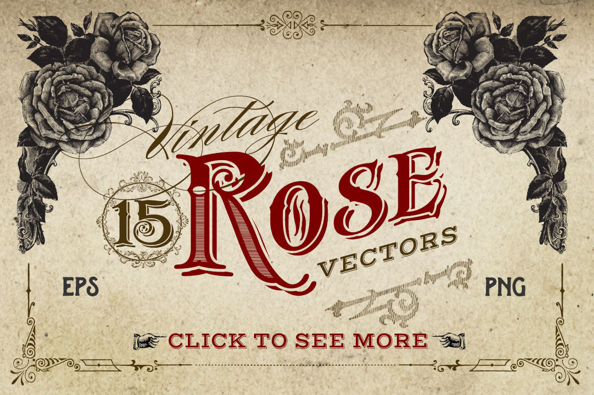 Download Vintage Rose Vector Graphics - Avalon Rose Design