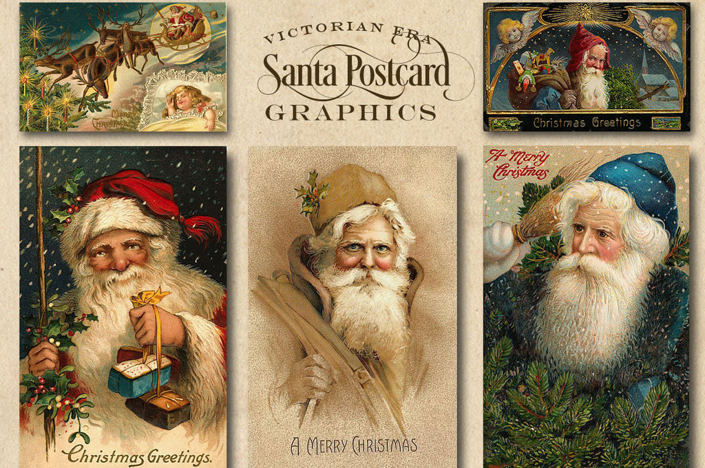 Vintage Victorian Santa Graphics Avalon Rose Design