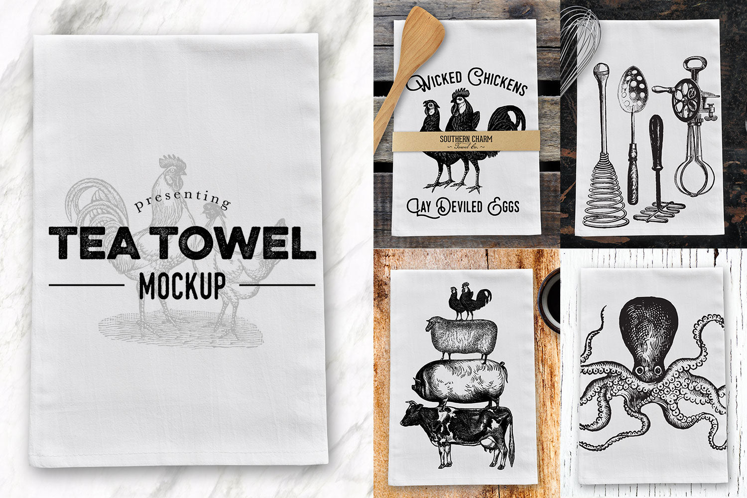 Download Tea Dish Flour Sack Towel Mockup Avalon Rose Design