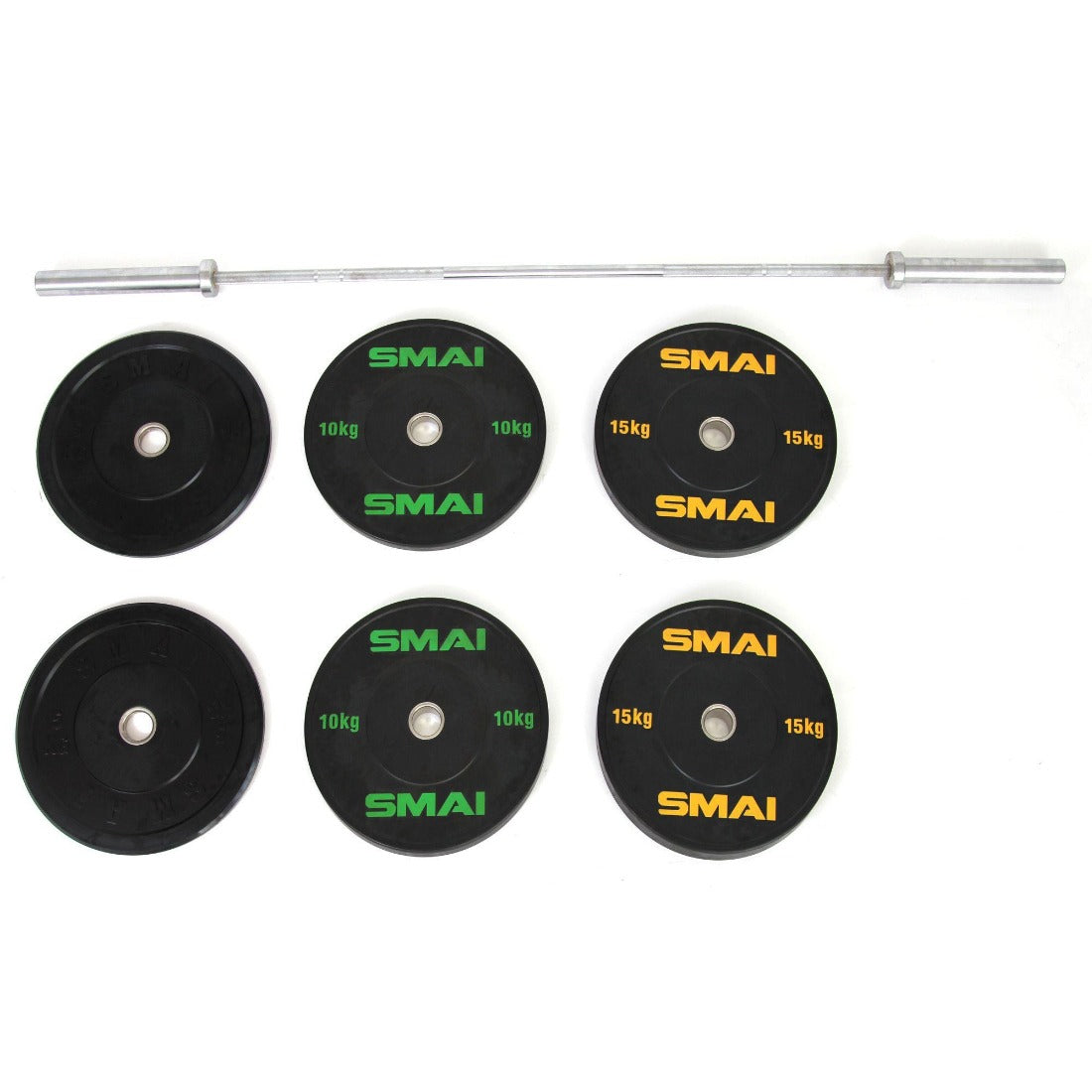 75kg HD Bumper Plate Set Inc 15KG Barbell