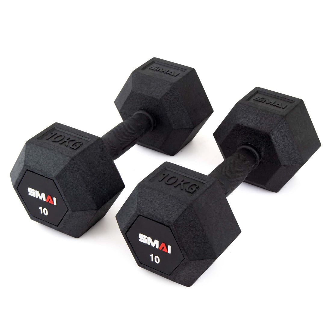 Rubber Hex Dumbbell Set 1-10kg (Pair) with Storage Rack