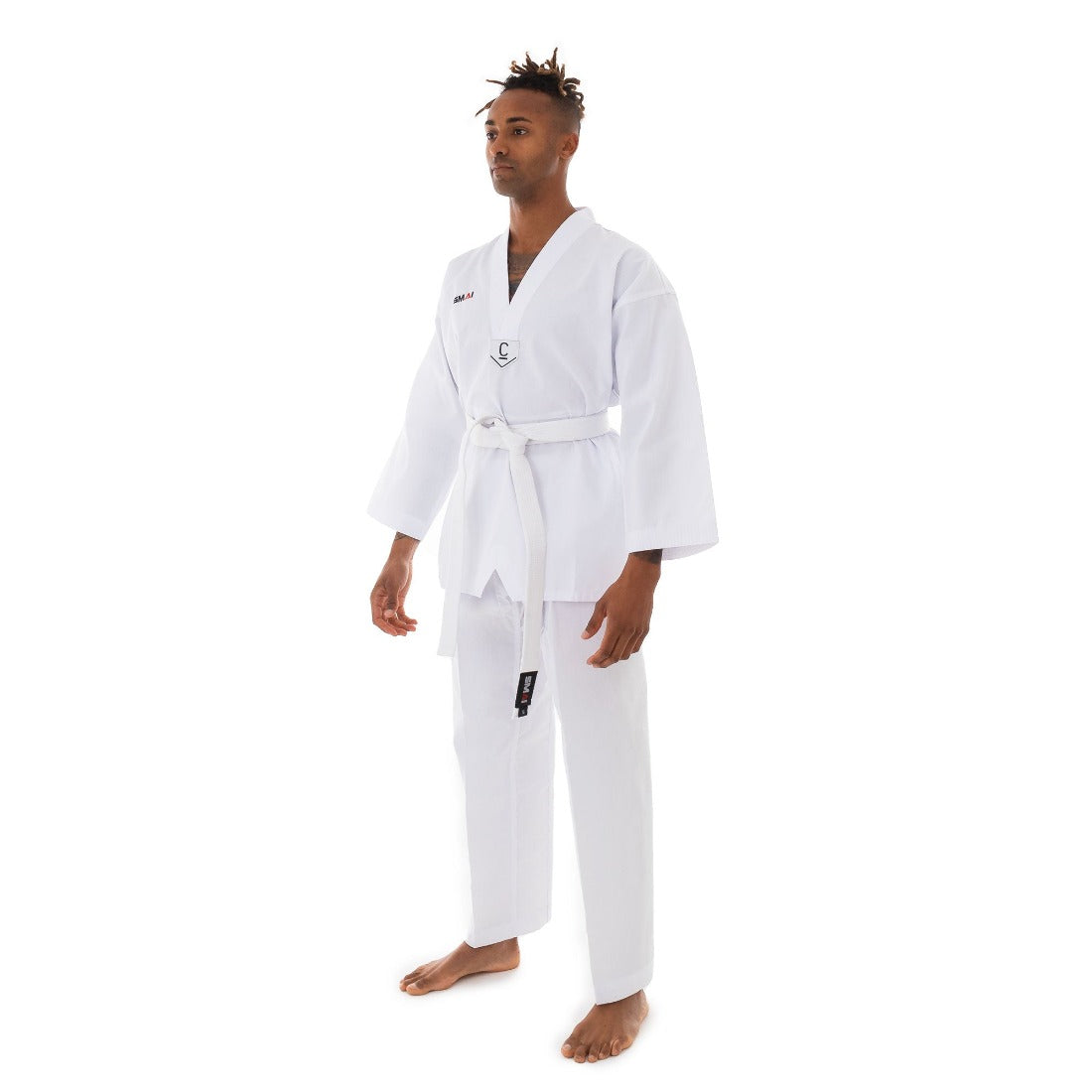 Taekwondo Uniform Classic - 8oz Ribbed Student Dobok (White V-Neck)