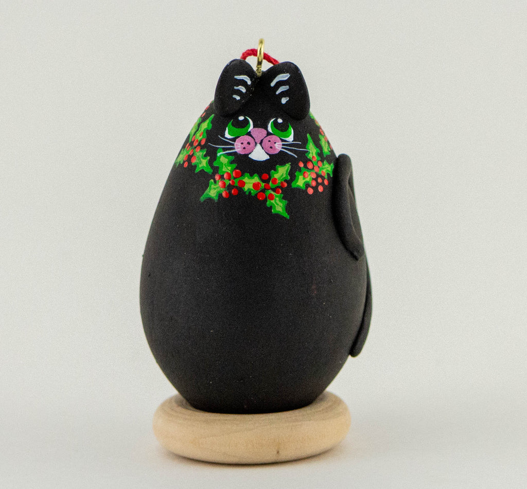 Black Cat- Holly - Christmas Ornament - Cat Art - Cat ...