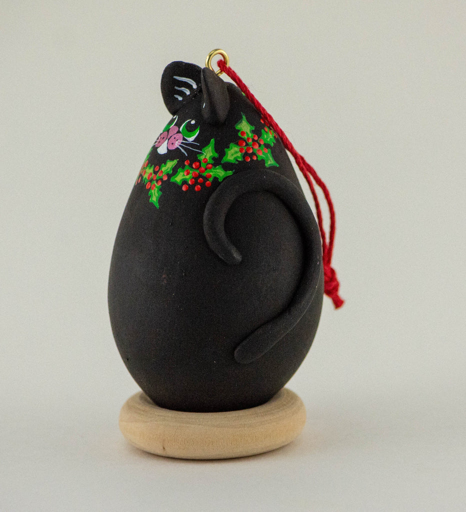 Black Cat- Holly - Christmas Ornament - Cat Art - Cat ...