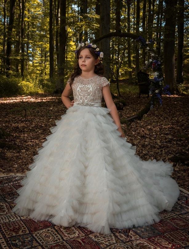 flower girl dress with train