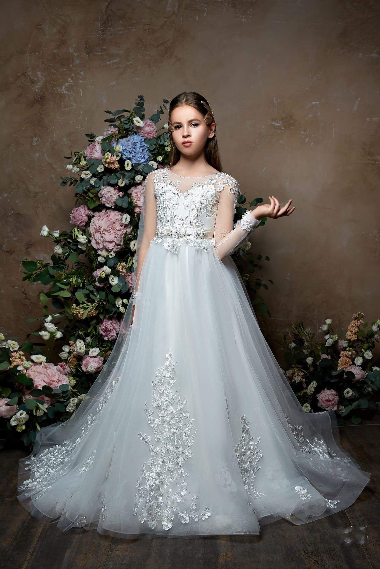 long sleeve lace first communion dresses