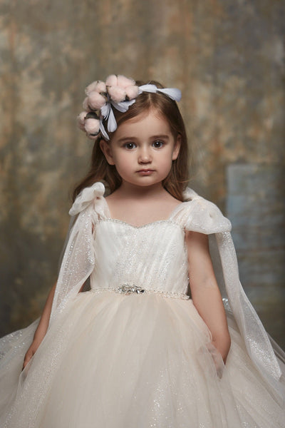 Young Girl's Black Dress with Gold Lace