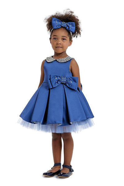 Buy Blue Viscose Organza Hand Embroidered Pearl Dress For Girls by Ba Ba Baby  clothing co Online at Aza Fashions.