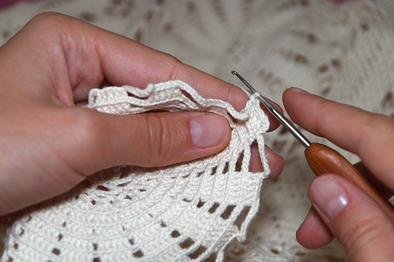 Person crocheting