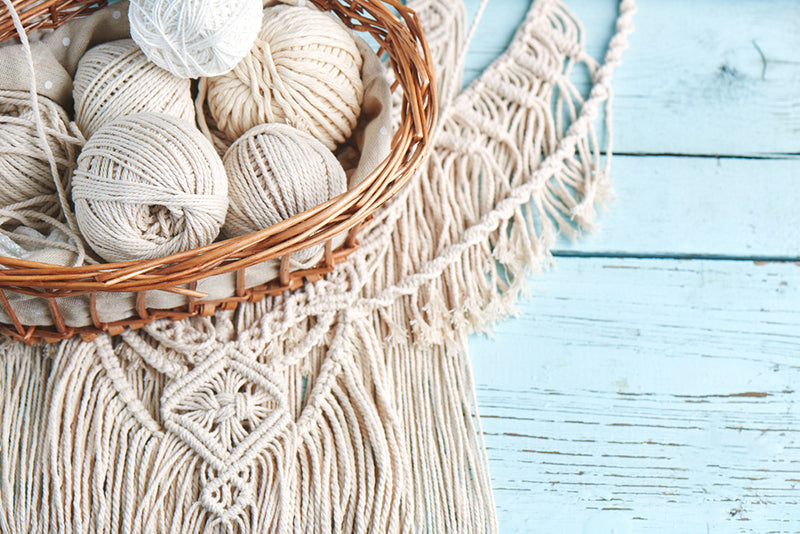 macrame kit in a basket