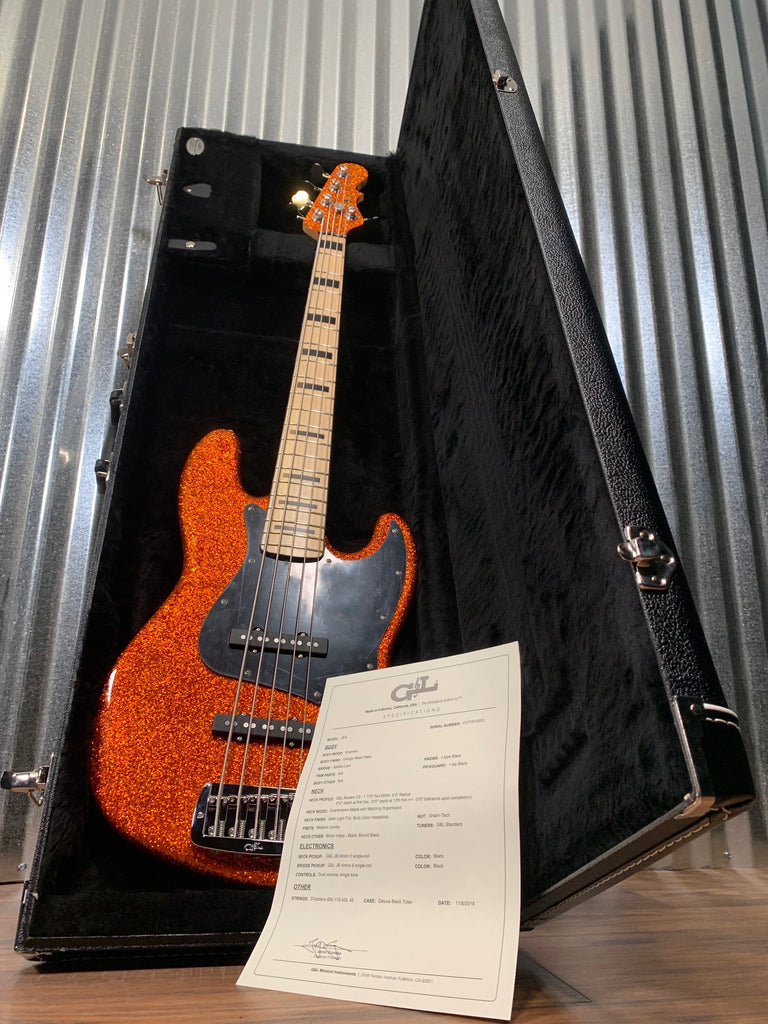 G L Guitars Usa Jb5 5 String Jazz Bass Jb Orange Metal Flake Case Jb Specialty Traders