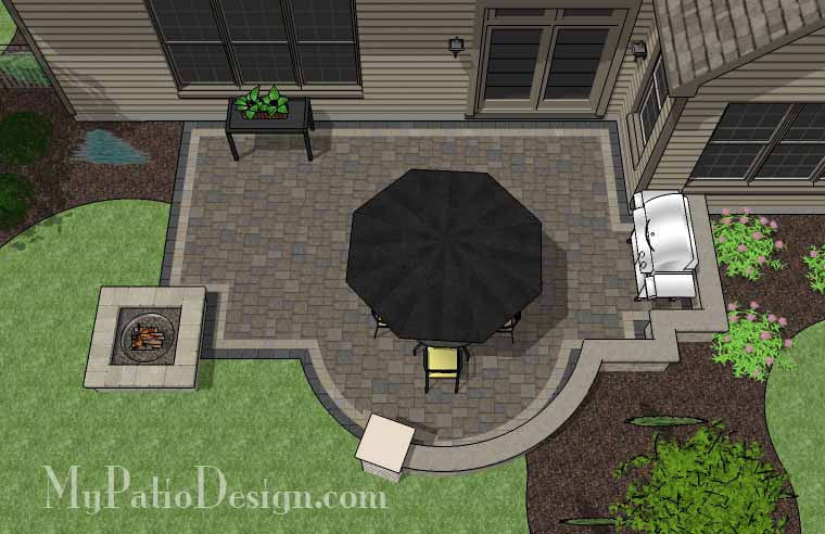 Arcs And Rectangles Patio Design With Seat Wall Mypatiodesign Com