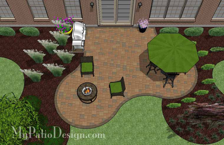 Circles And Curves Patio Design Downloadable 3d Patio Plan