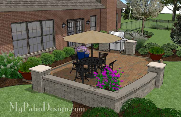 410 sq. ft. - Creative and Simple Patio Design with Seat Wall