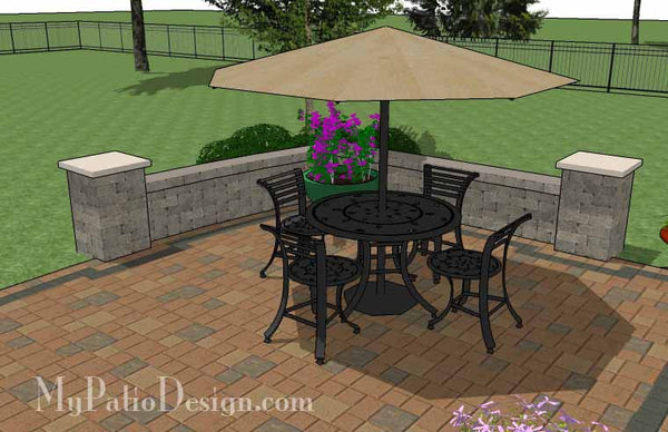 410 sq. ft. - Creative and Simple Patio Design with Seat Wall