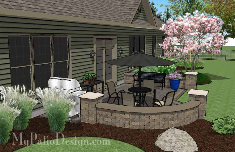 DIY Simple to Build Patio Design with Seat Wall 