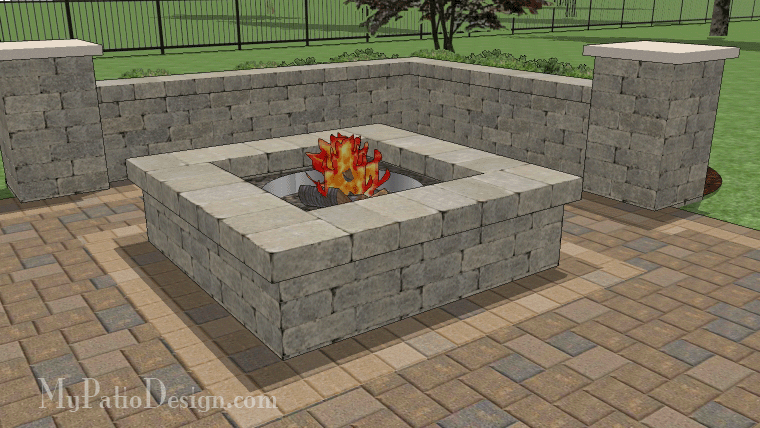 60" Square Fire Pit Design | MyPatioDesign.com