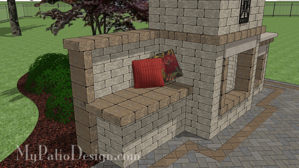 Outdoor Fireplace Design w/Wood Box and Bench ...