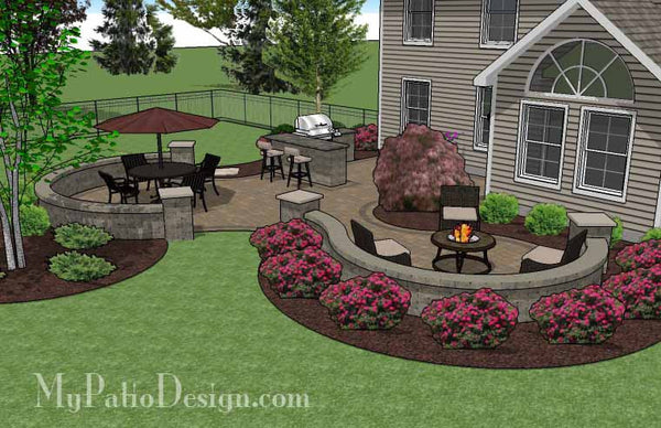 Large Paver Patio Design with Grill Station Seat Walls 4_grande