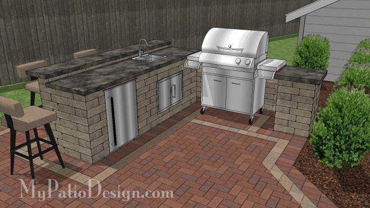 Outdoor Kitchen Design with Refrigerator R36 | MyPatioDesign.com  Outdoor Kitchen Design with Refrigerator R60