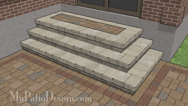 Patio Step Design for Corner - 3 Steps - 94" Wide Stoop – MyPatioDesign.com