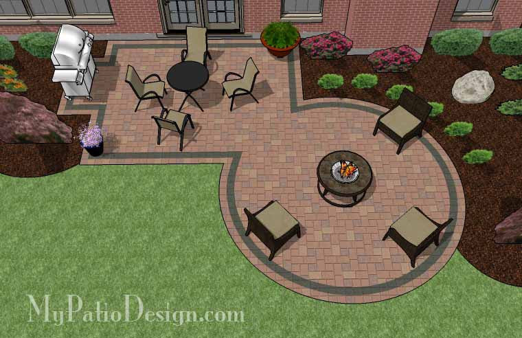 395 Sq. Ft. - Rectangle Patio Design With Circle Fire Pit Area –  Mypatiodesign.Com