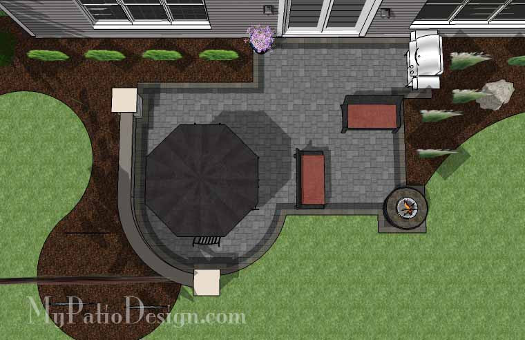 Simple Outdoor Patio Design With Portable Fire Pit Downloadable Plan Mypatiodesign Com