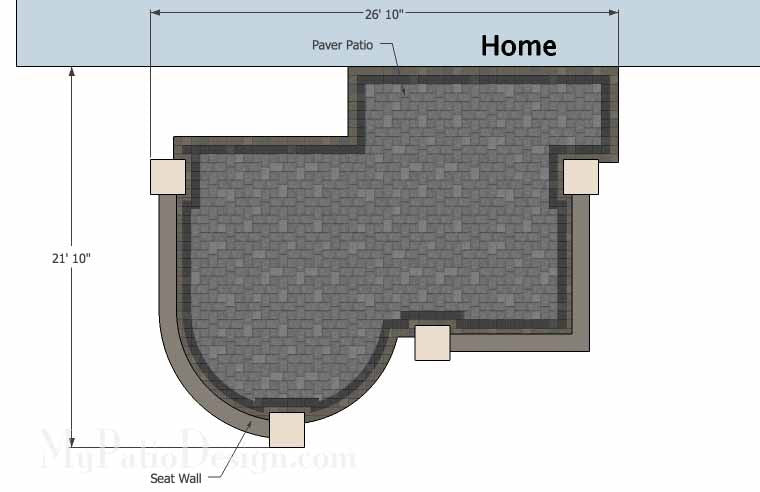 Simple Outdoor Patio Design with Seating Walls | Downloadable Plan