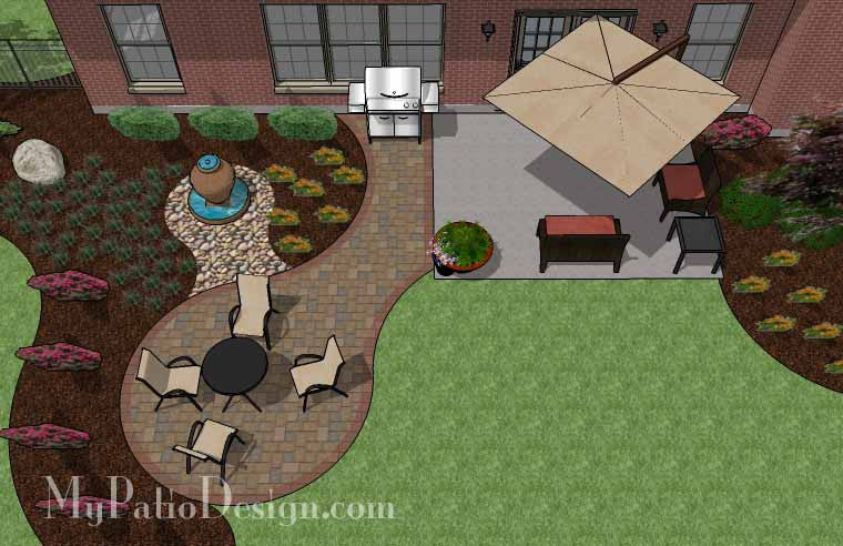 Diy Square Brick Patio Design With Fire Pit Downloadable Plan Mypatiodesign Com