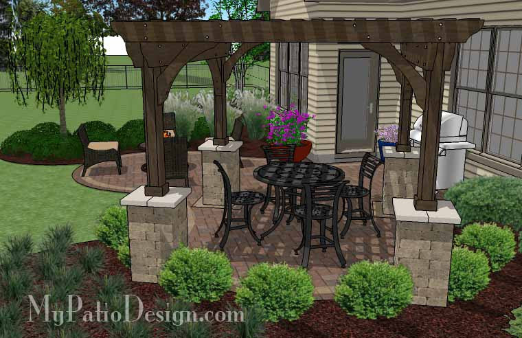 Small Outdoor Living Patio Design With Pergola Download Plan Mypatiodesign Com