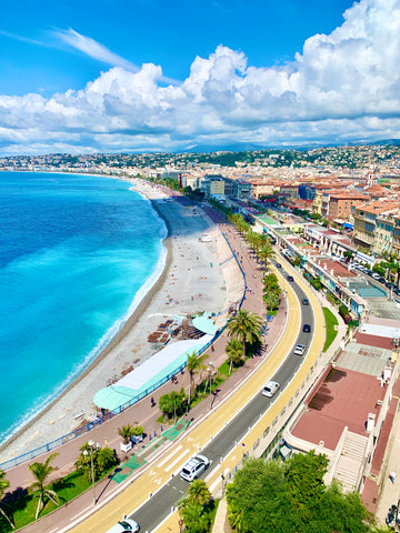 aerial view of road along south coast of France 
