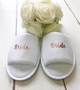 Rose Gold Bridal Party Slippers • Hen 