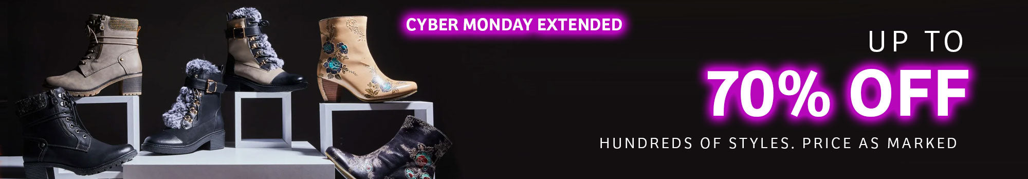 Cyber Monday Sale Extended Banner - Up To 70% Off