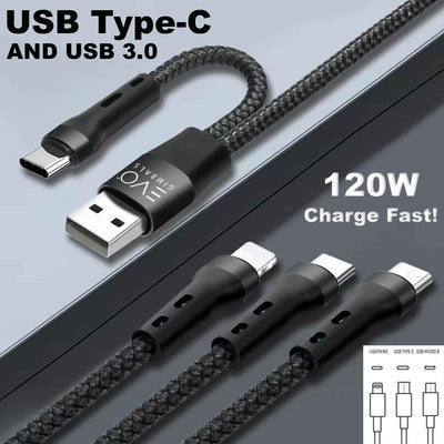 3-in-1 USB-C to Lightning / USB-C / Micro USB Multi Charging Cable in