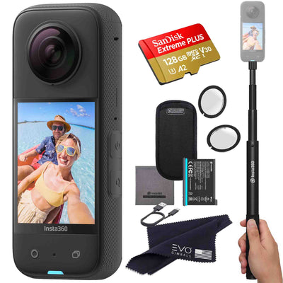 Insta360 X3 72MP Waterproof 5.7K 360° VR AI Camera + Selfie Stick