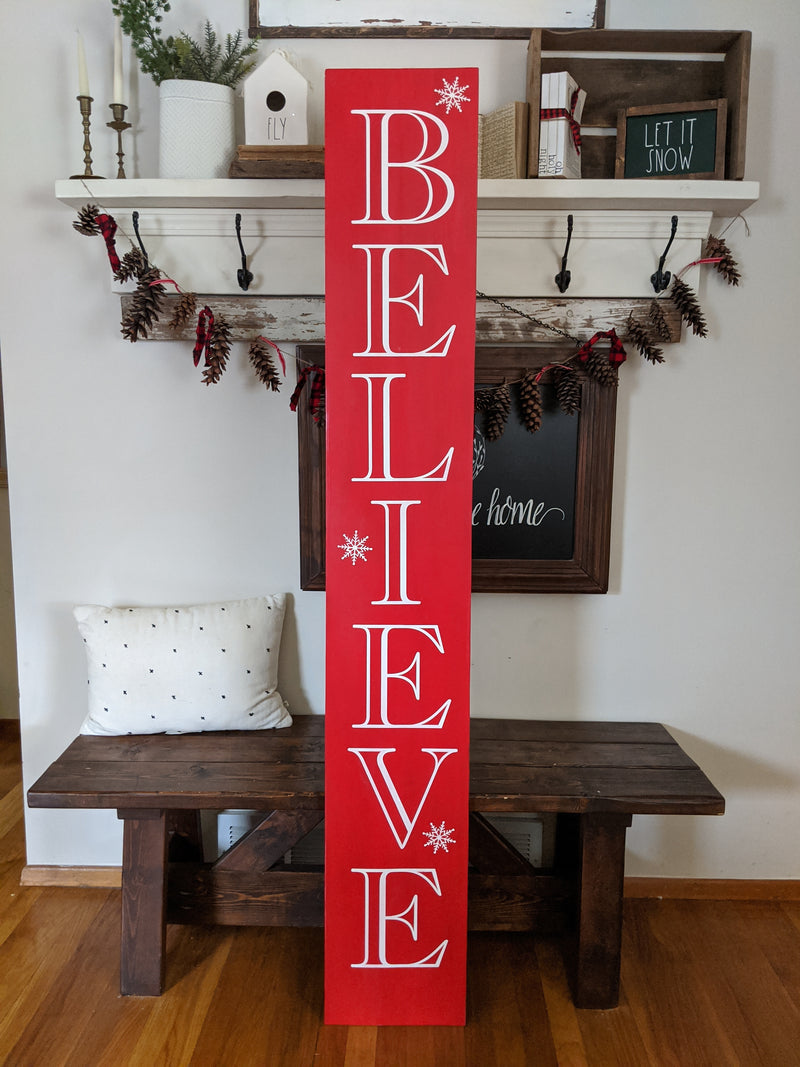 Believe Indoor/Outdoor Solid Wood Christmas Sign | Alex in Aurora