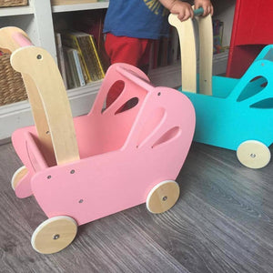 moover wooden dolls pram pink