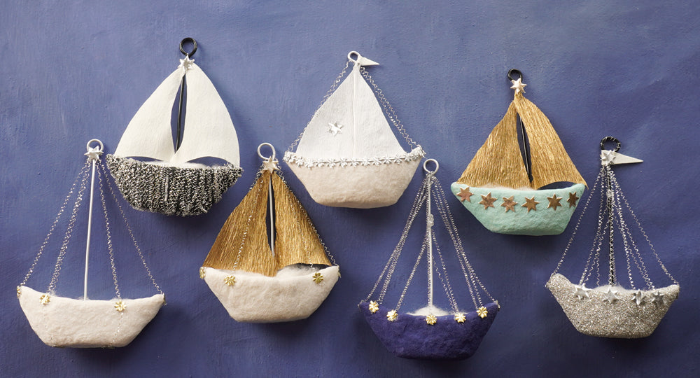 Spun Cotton Boats: Handmade Cotton Batting Ornaments – Smile