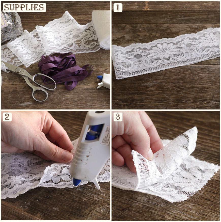 Tutorial: 5 Minute, No-Sew Lace Lavender Sachets