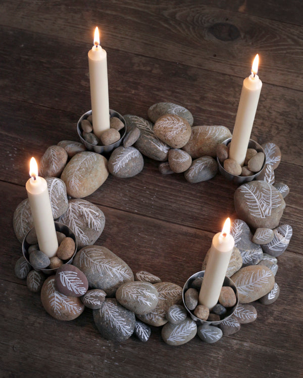 DIY Advent Wreath with Painted Rocks