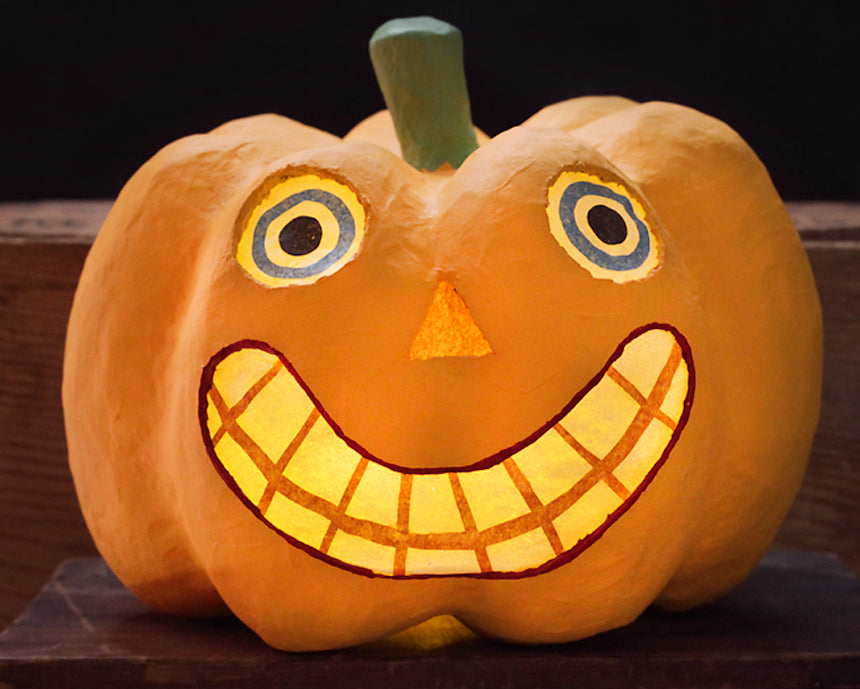 1920s Style Paper Mache Halloween Pumpkins