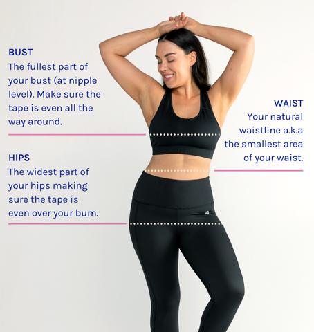 Size Guide, Size Measurements for Tops & Leggings