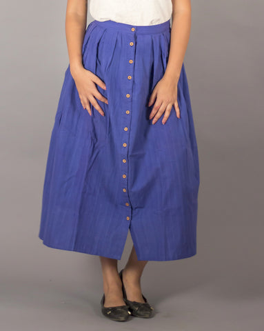 Blue cotton button down skirt