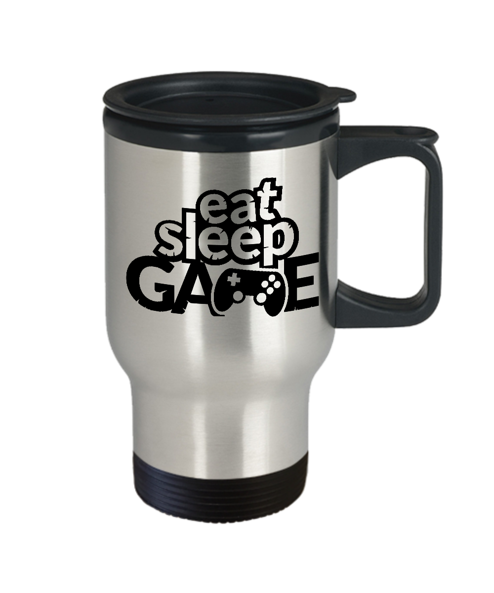 Eat Sleep Game Video Pro Gamer Player Friend Fun Gaming Funny Gift Idea 14oz Travel Mug