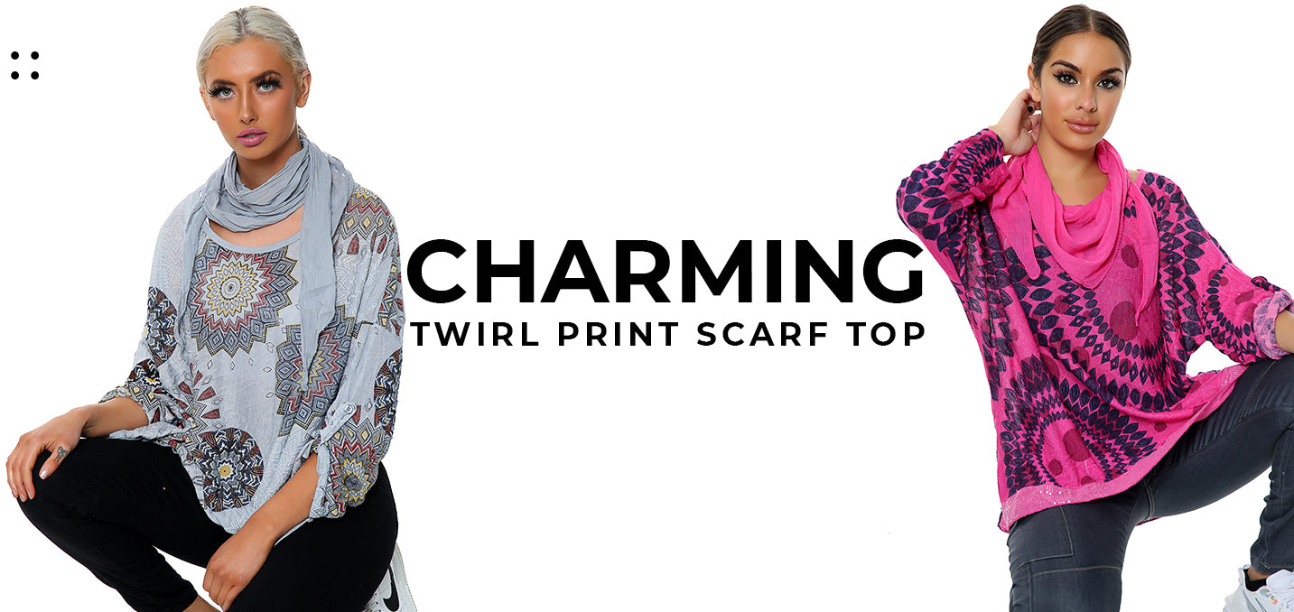 Charming Twirl Print Scarf Top