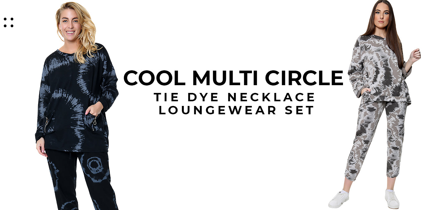 Cool Multi Circle Tie Dye Necklace Loungewear Set