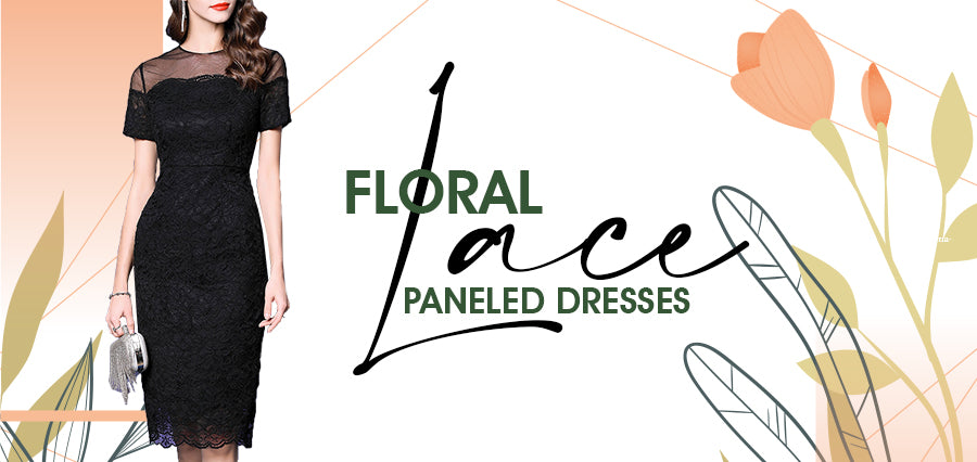 Floral Lace Paneled Dresses