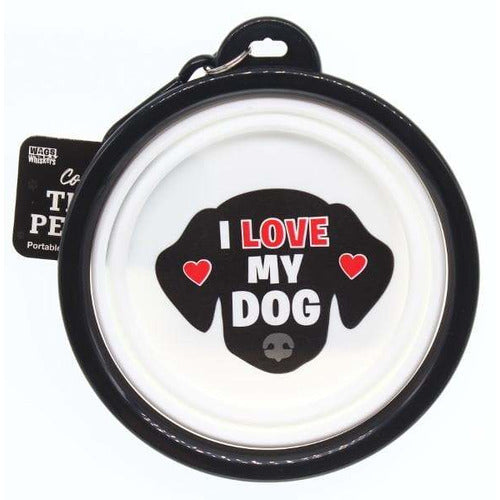 I Love My Dog Collapsible Travel Dog Bowl Gift - The Pet Vault