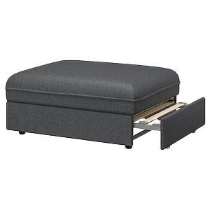 Black ottoman with comfortable padding and storage facility